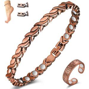 Ultra Strength Magnetic Copper Anklet - Adjustable Fishtail Design for Women